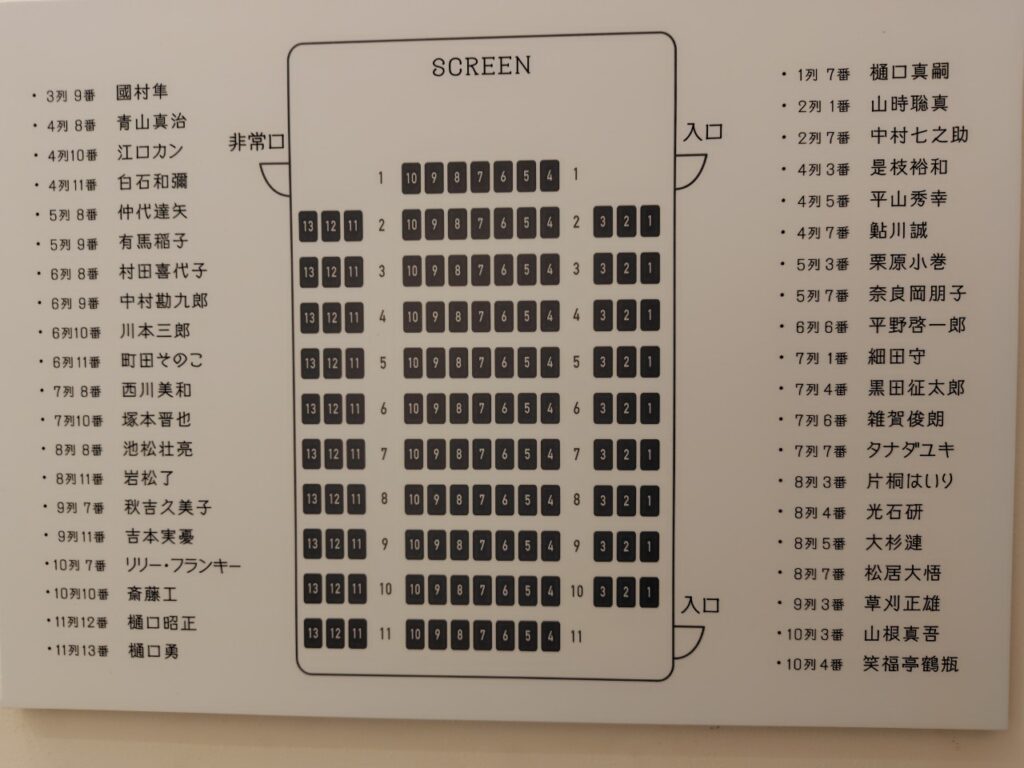 小倉昭和館の座席表